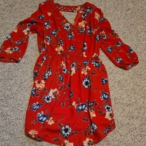 Skies Are Blue Floral Red Dress